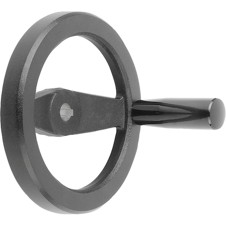 Kipp 2-Spoke Handwheel D1=250 Reamed Hole W Slot D2=26H7, B3=8, T=29, 3, Aluminum, Black, Comp:Thermoset,  K0162.31250X26